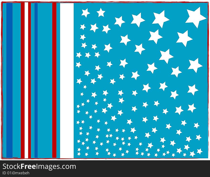 Vector frame with flowers USA flag