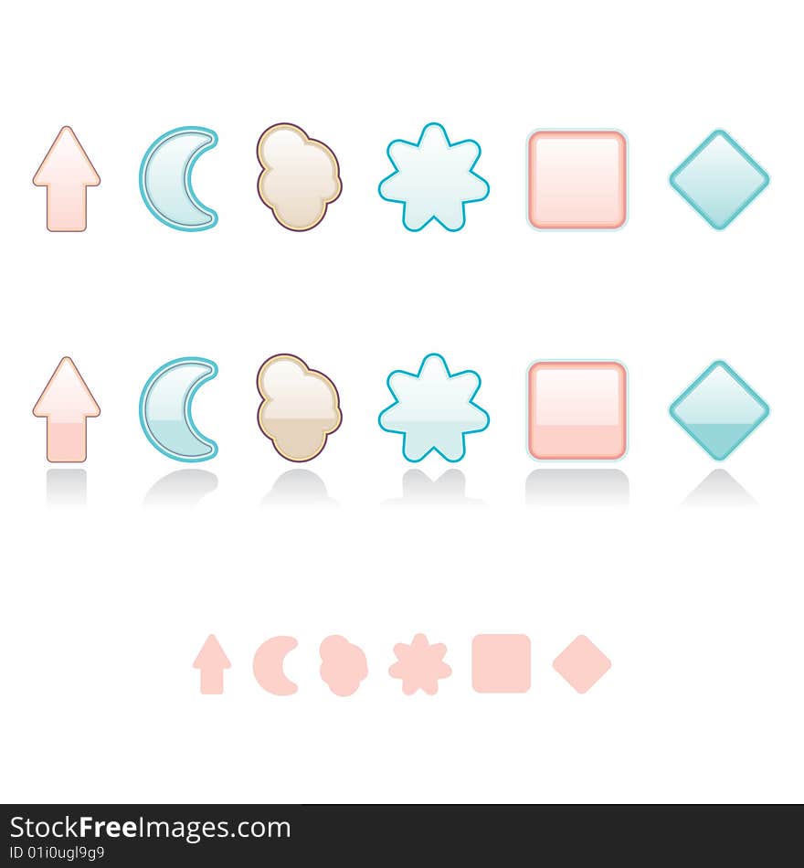 Set of different web buttons and speech bubbles isolated on white background. Set of different web buttons and speech bubbles isolated on white background