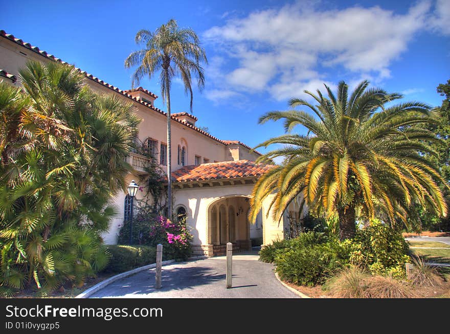 Front entrance to Powel Crosley's winter retreat in Bradenton, Florida. Built in 1929 and now owned by Manatee County. Front entrance to Powel Crosley's winter retreat in Bradenton, Florida. Built in 1929 and now owned by Manatee County