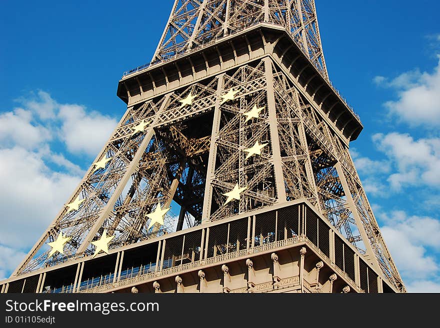 Eiffel Tower with EU symbol