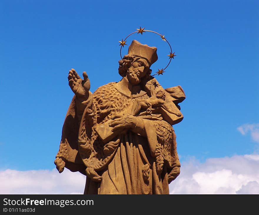 Statue on the oldest stone bridge in central Europe - Pisek