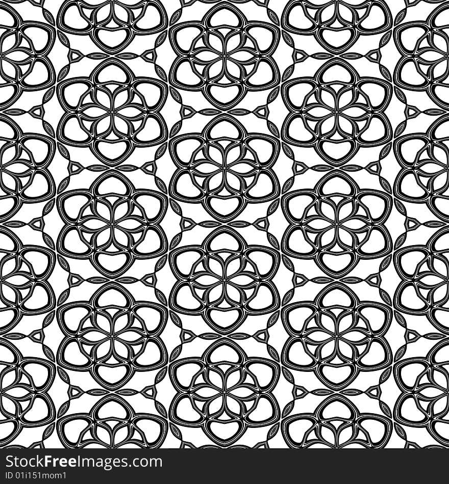 Seamless texture of metallic retro flower shapes on white. Seamless texture of metallic retro flower shapes on white