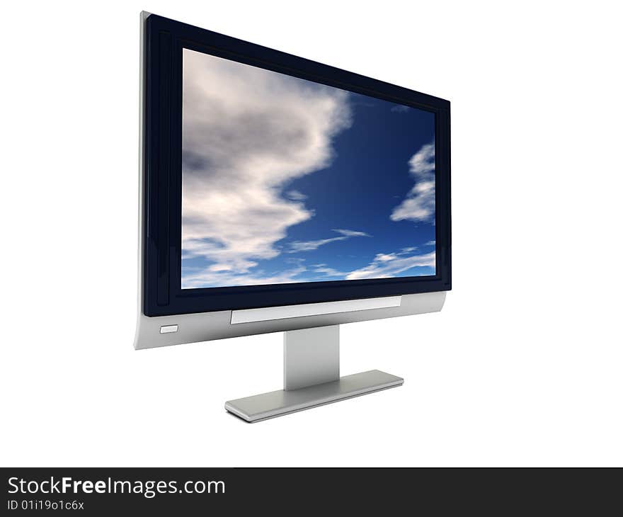 3d illustration of wide computer monitor over white background