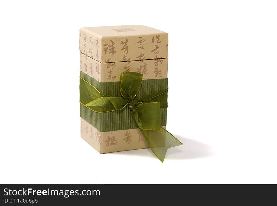 Gift Box In Asian Style With Hieroglyphs