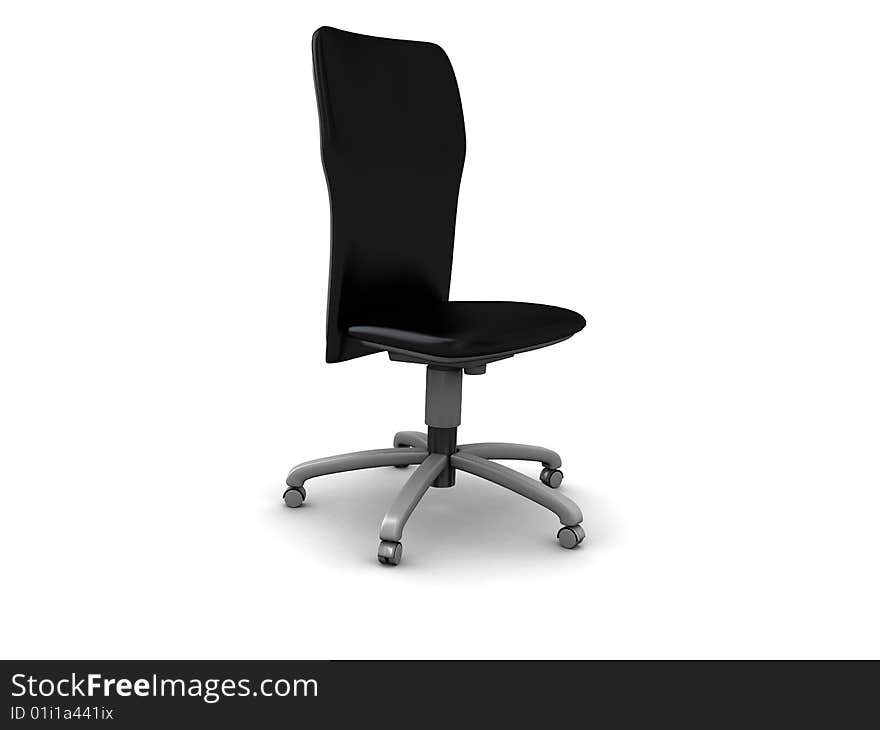 3d illustration of black office chair over white background. 3d illustration of black office chair over white background