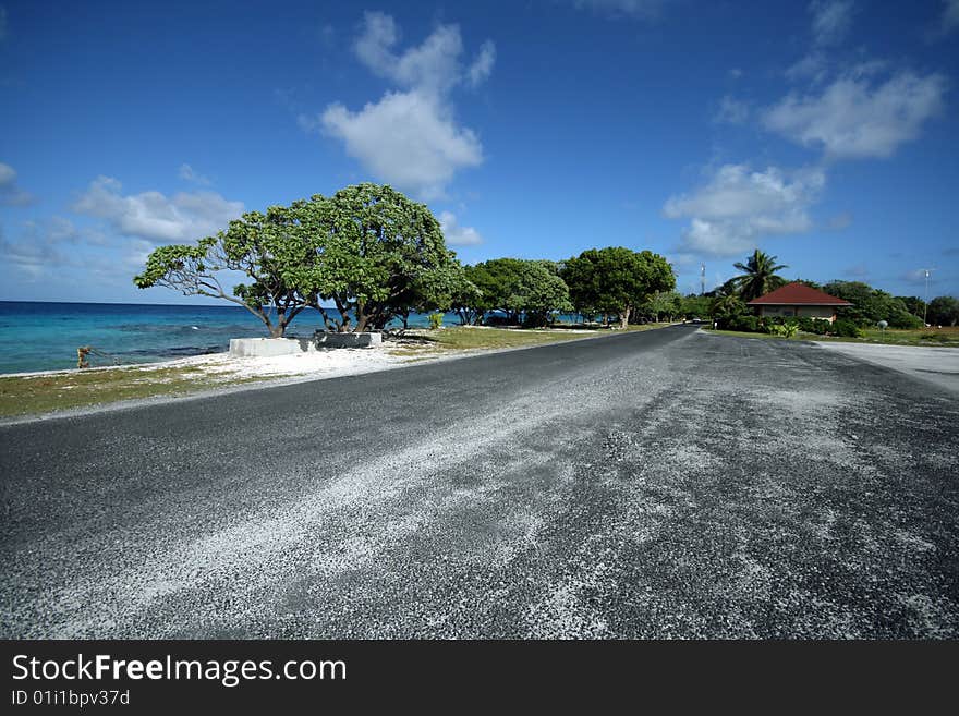 Desert road on island