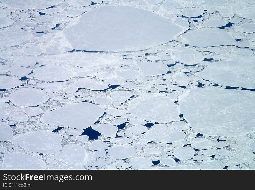 Floating ice close to the polar sea