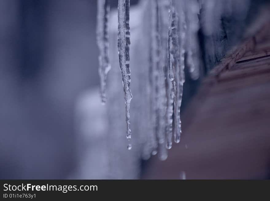 Some icicle and roof. Spring.