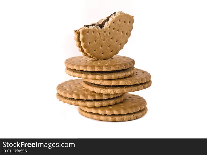 Stack of cookies isolated on white background