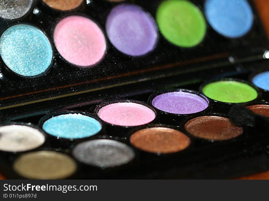 Colorfull make-up eyeshadows set with mirror. Colorfull make-up eyeshadows set with mirror