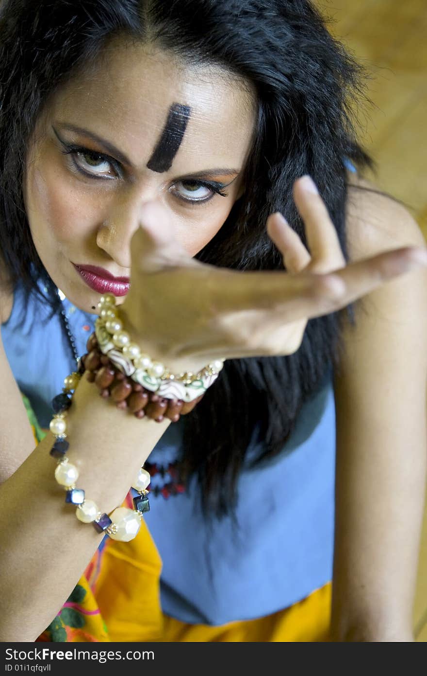 Closeup of a beautiful East Indian Tribal woman from Rajasthan