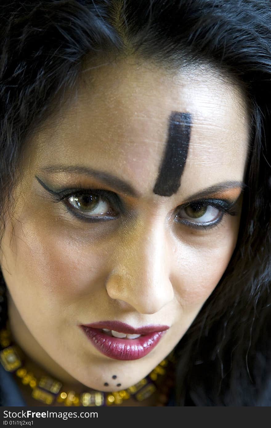 Closeup of a beautiful East Indian Tribal woman from Rajasthan