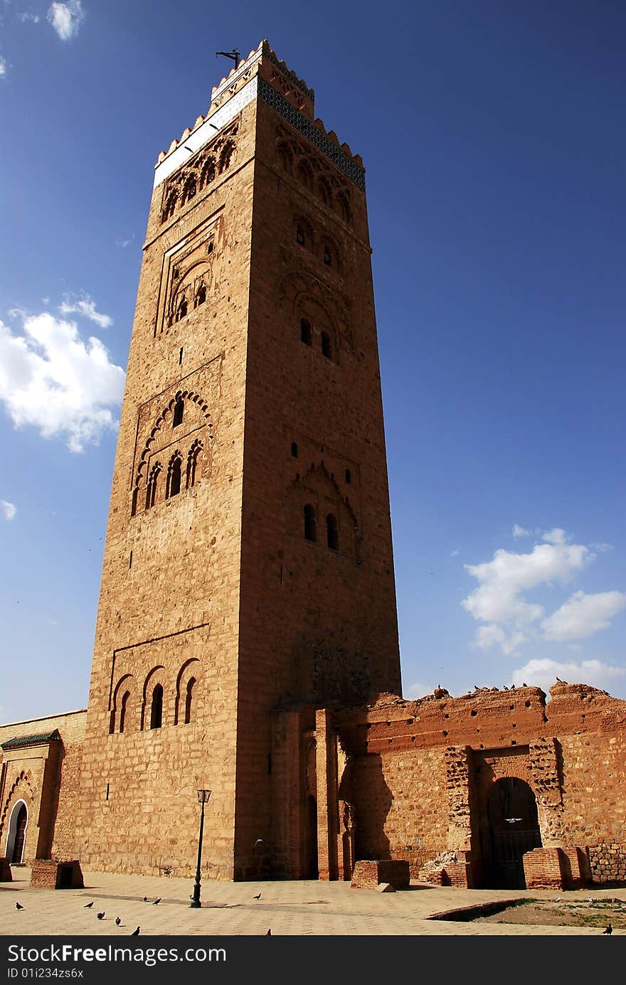 The main minaret of Koutoubia mosque in Marrakesh