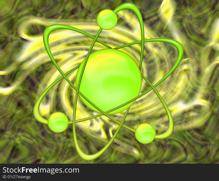 Atom structure green and abstract background. Atom structure green and abstract background