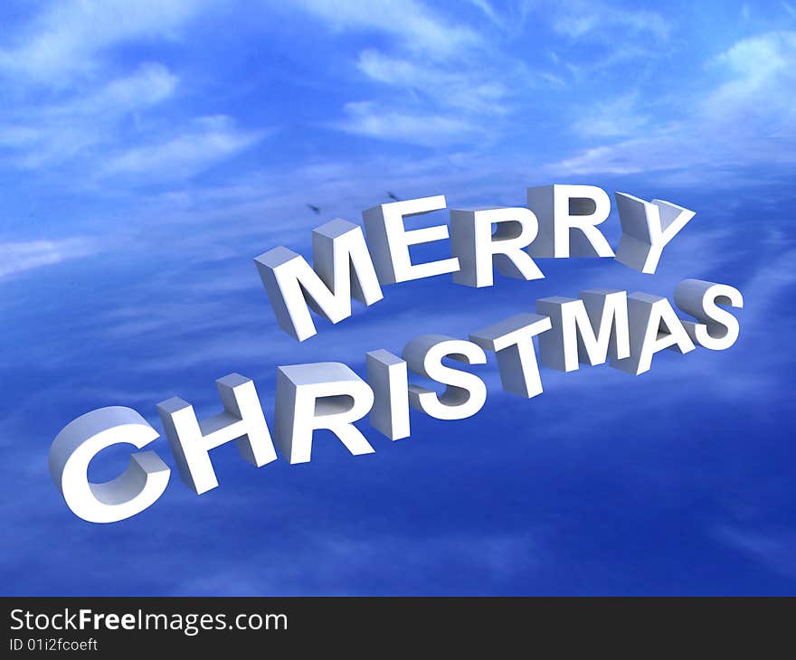 Isolated three dimensional merry christmas text