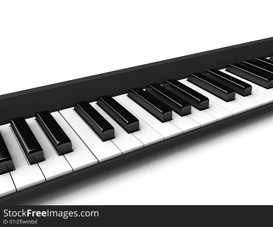 Three dimensional black and white Casio keys on an isolated white background