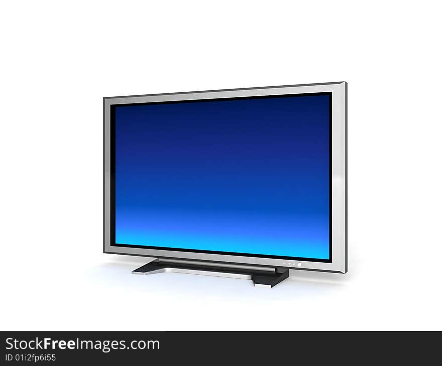 Three dimensional lcd television against white background