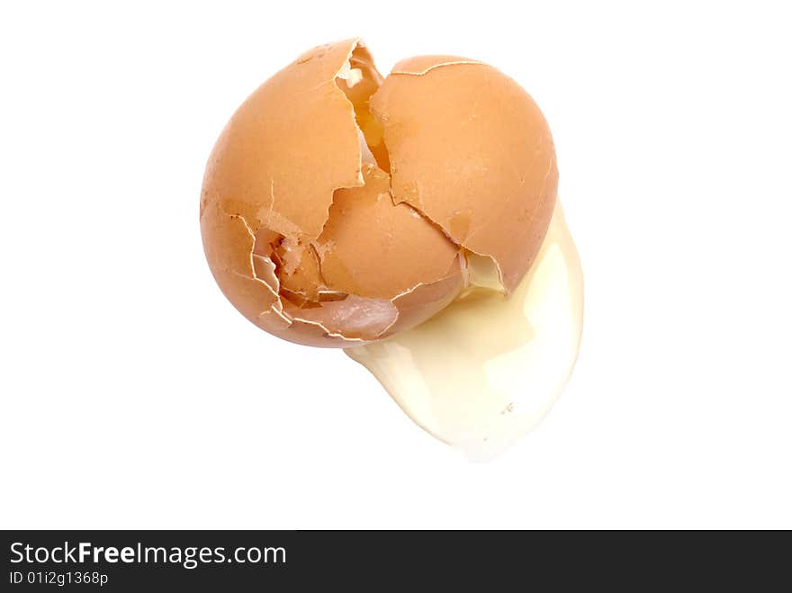 Cracked brown egg.