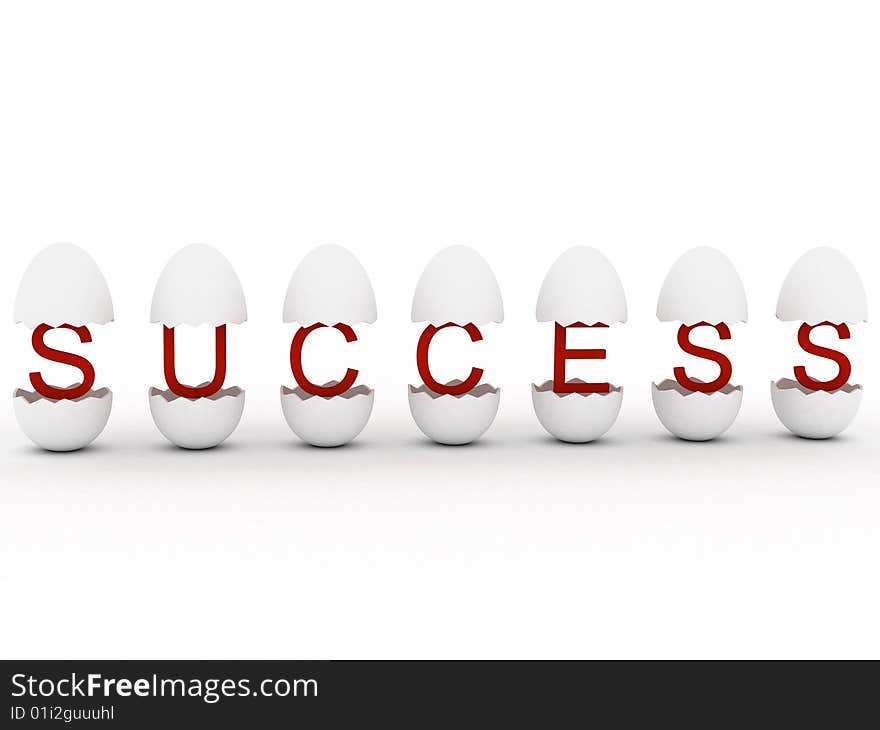 3d render of text "Success" in egg.