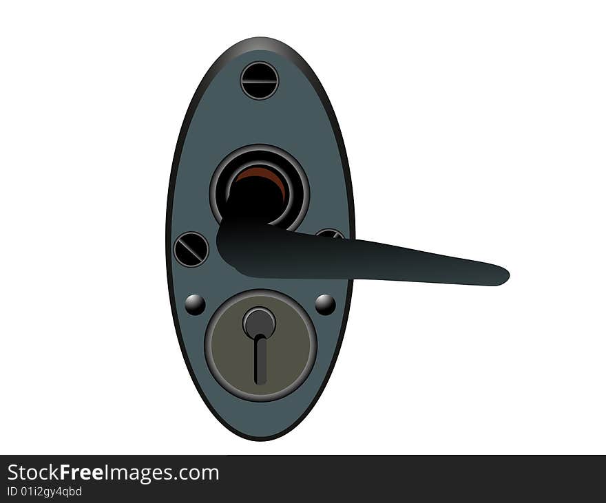 Door handle on isolated background