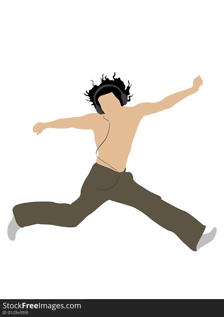 Jumping young man on isolated background