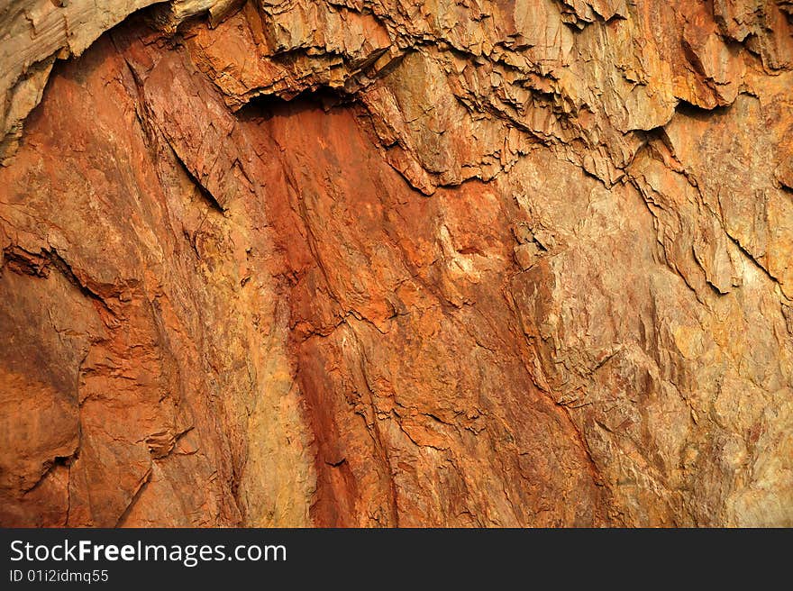 Close-up of red rock wall