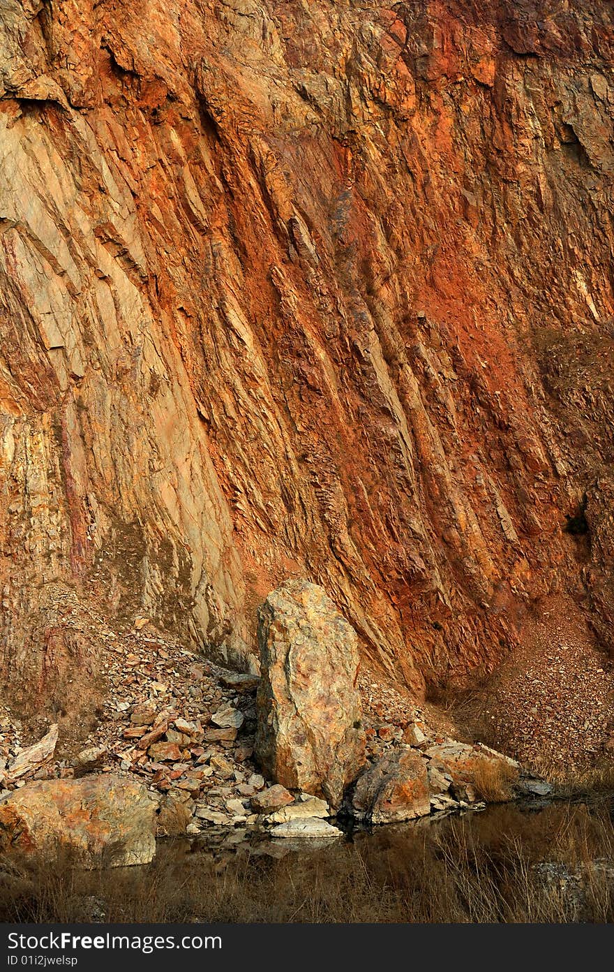 Close-up of red rock wall