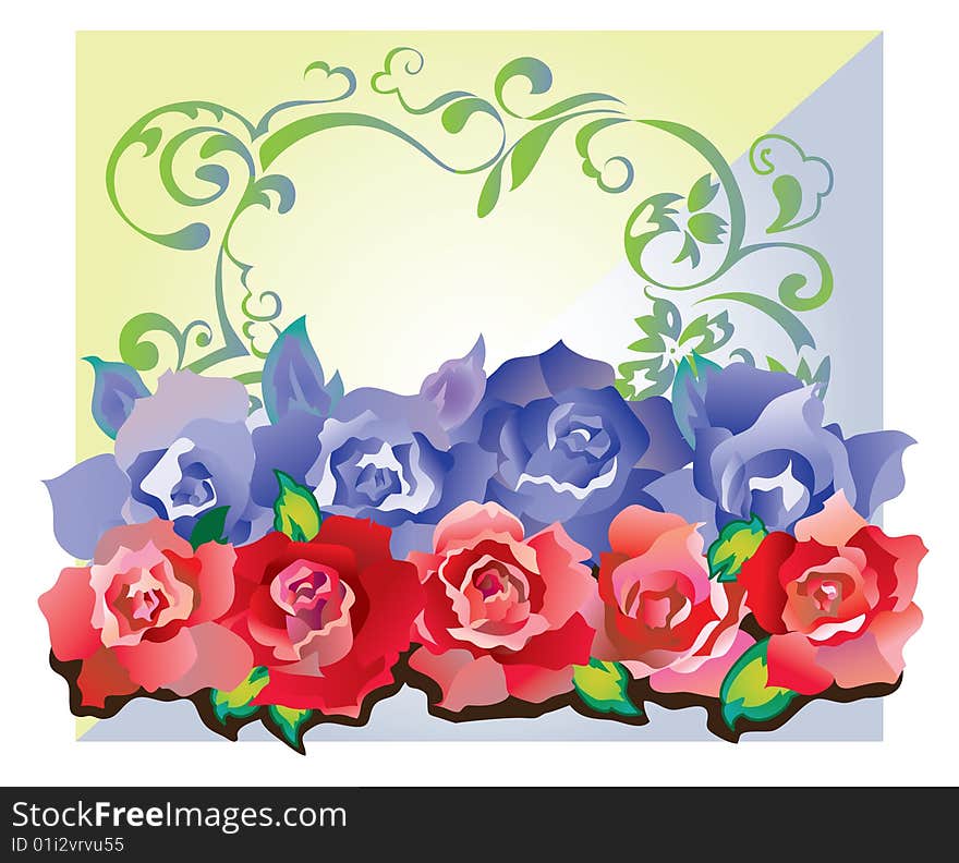 Decorative spring background of roses. Decorative spring background of roses