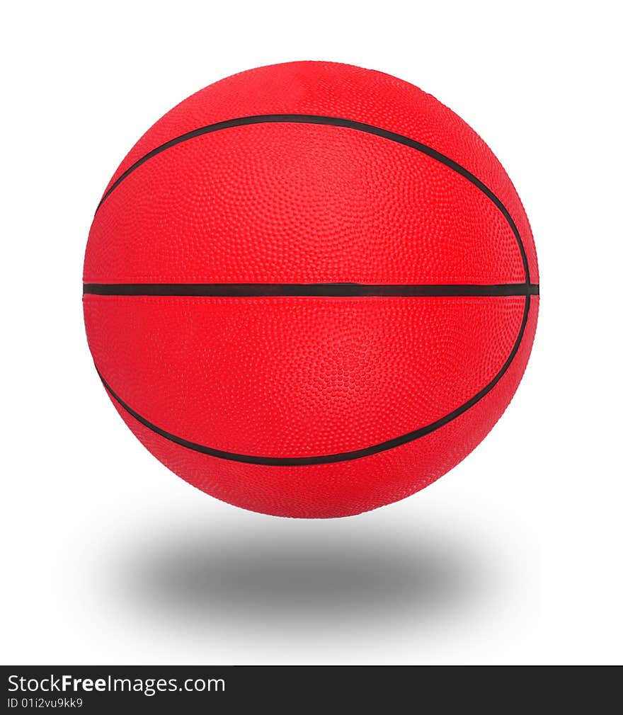 Red basketball on a white background with shadow. Red basketball on a white background with shadow