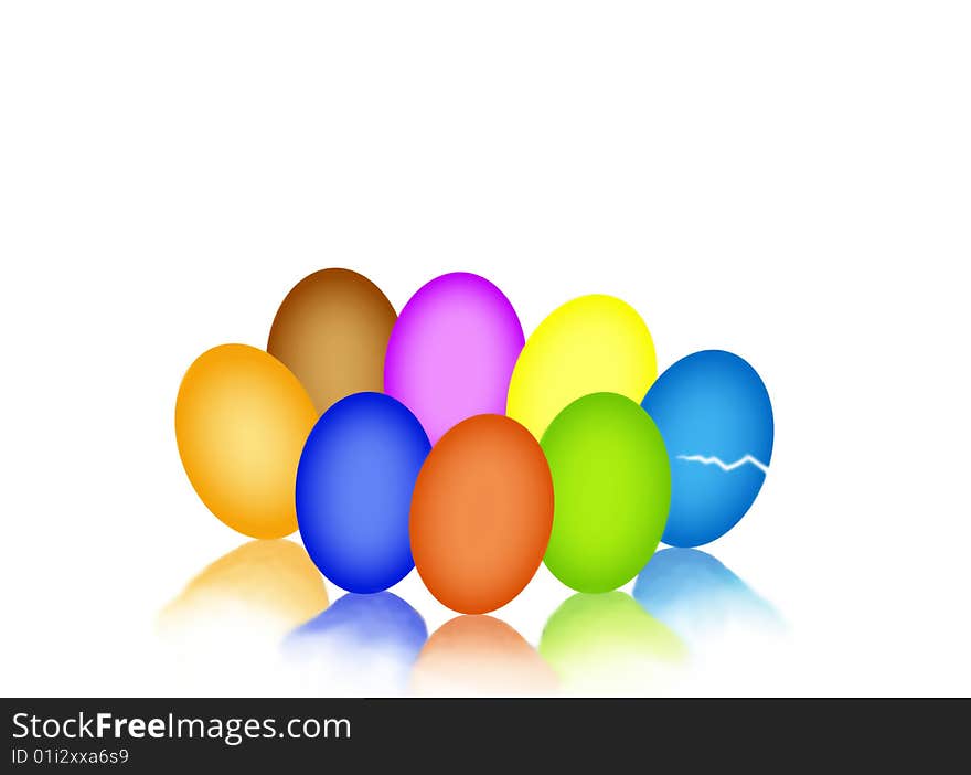 Color eggs in white background