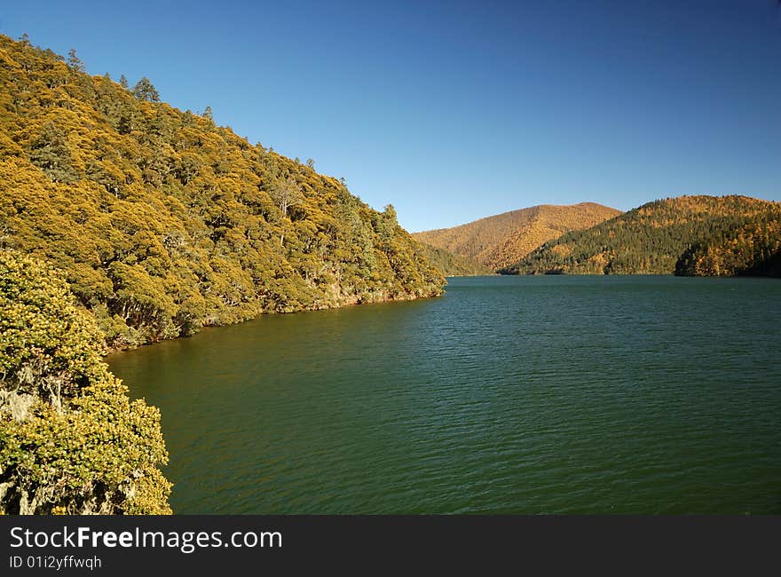 Bita lake in the pudacuo national park near shangri-la. Bita lake in the pudacuo national park near shangri-la