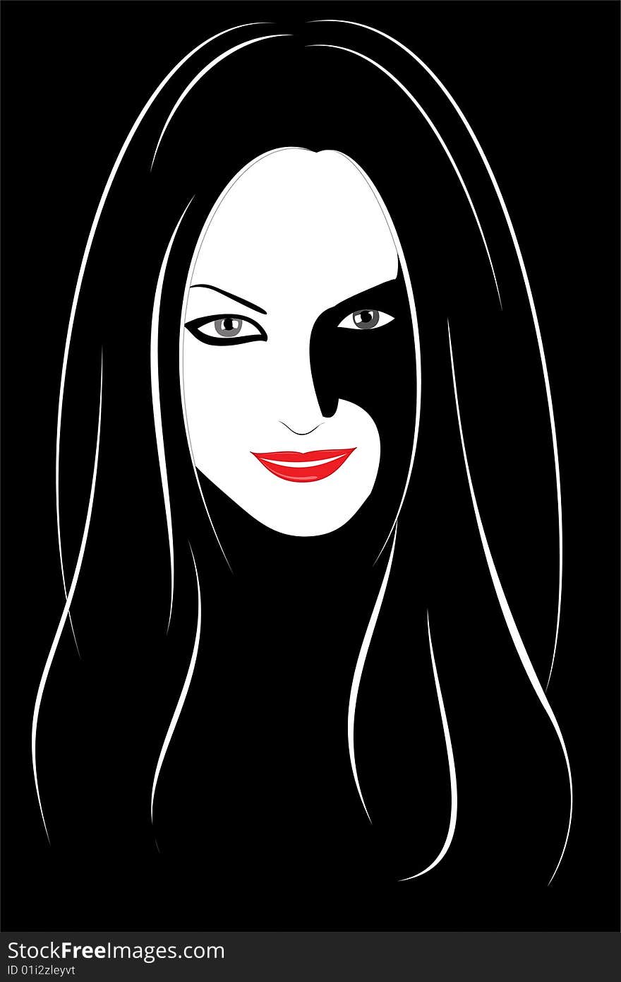 Vector. A series of images of young and beautiful girls.