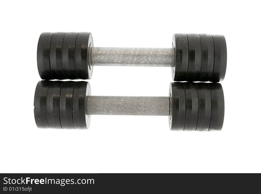 Pair dumbbells isolated on a white background