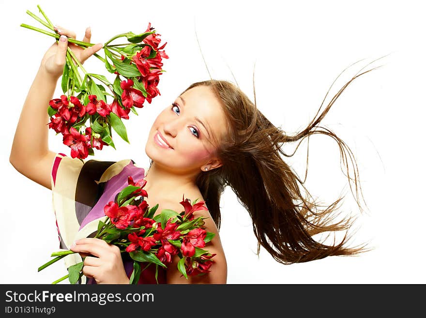 Beautiful woman with flowers