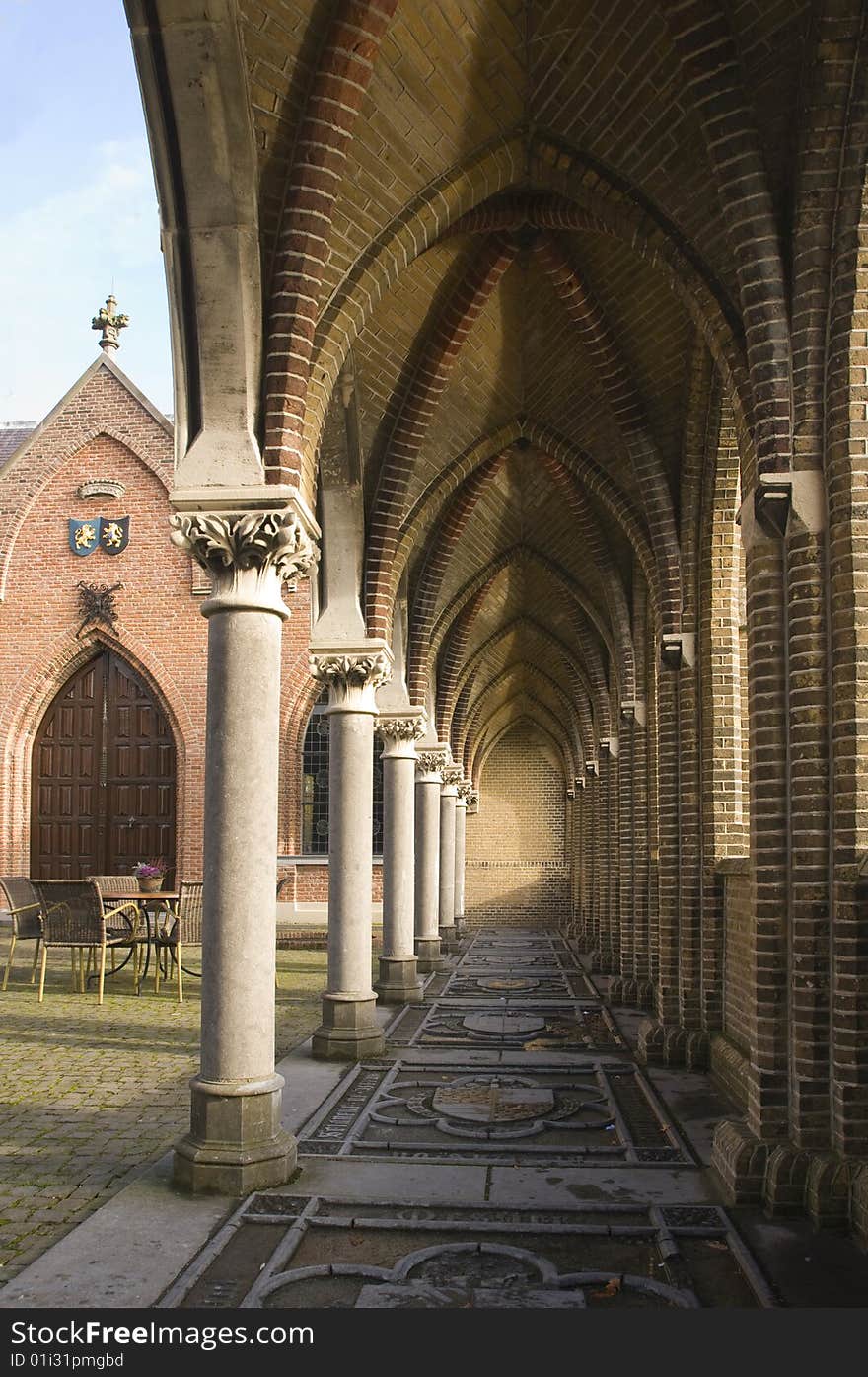 The arcade from a renovated castle