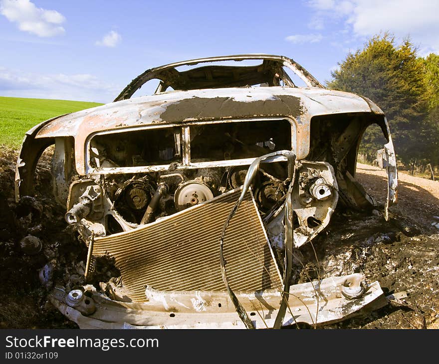 Burned car