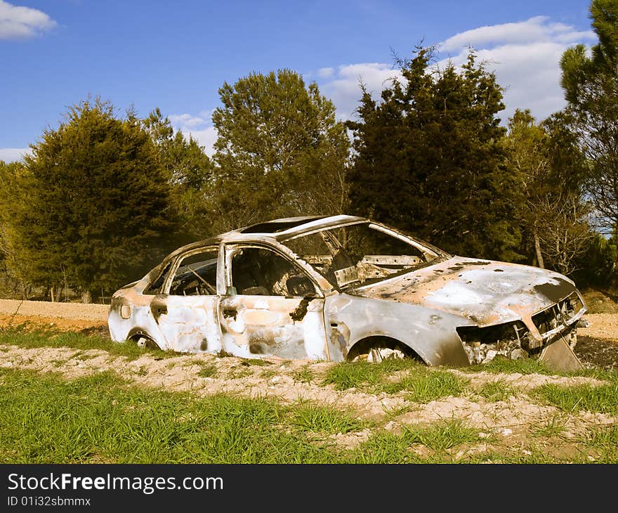 Burned car