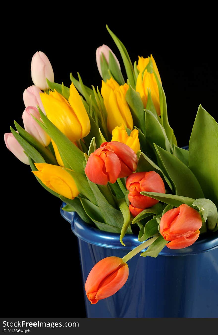 A view with a spring flowers arrangement. A view with a spring flowers arrangement