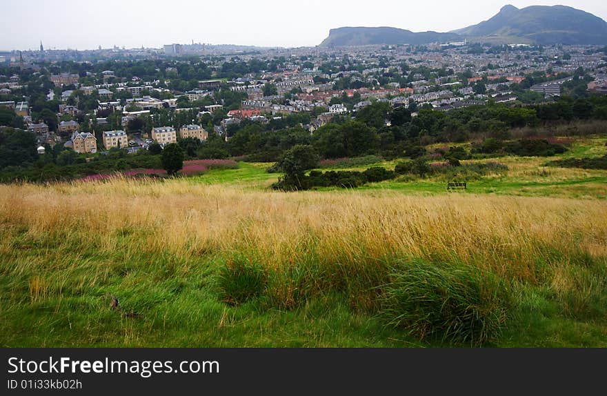 Edinburgh cityscape view from atop