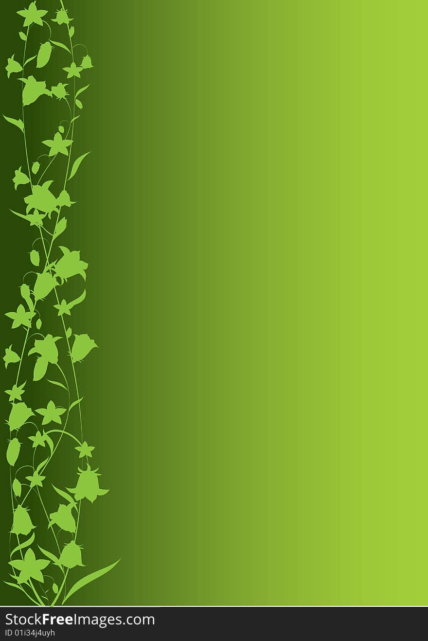 Illustration of green background with plant silhouettes. Illustration of green background with plant silhouettes