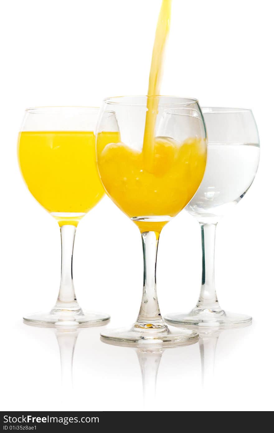 Glass of water on a white background