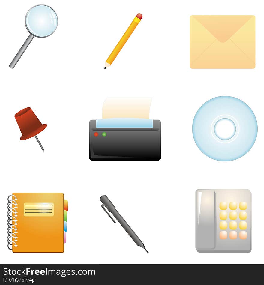 Office items for website, icons and others