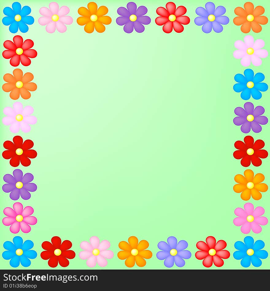 Spring green background with flowers frame. Spring green background with flowers frame