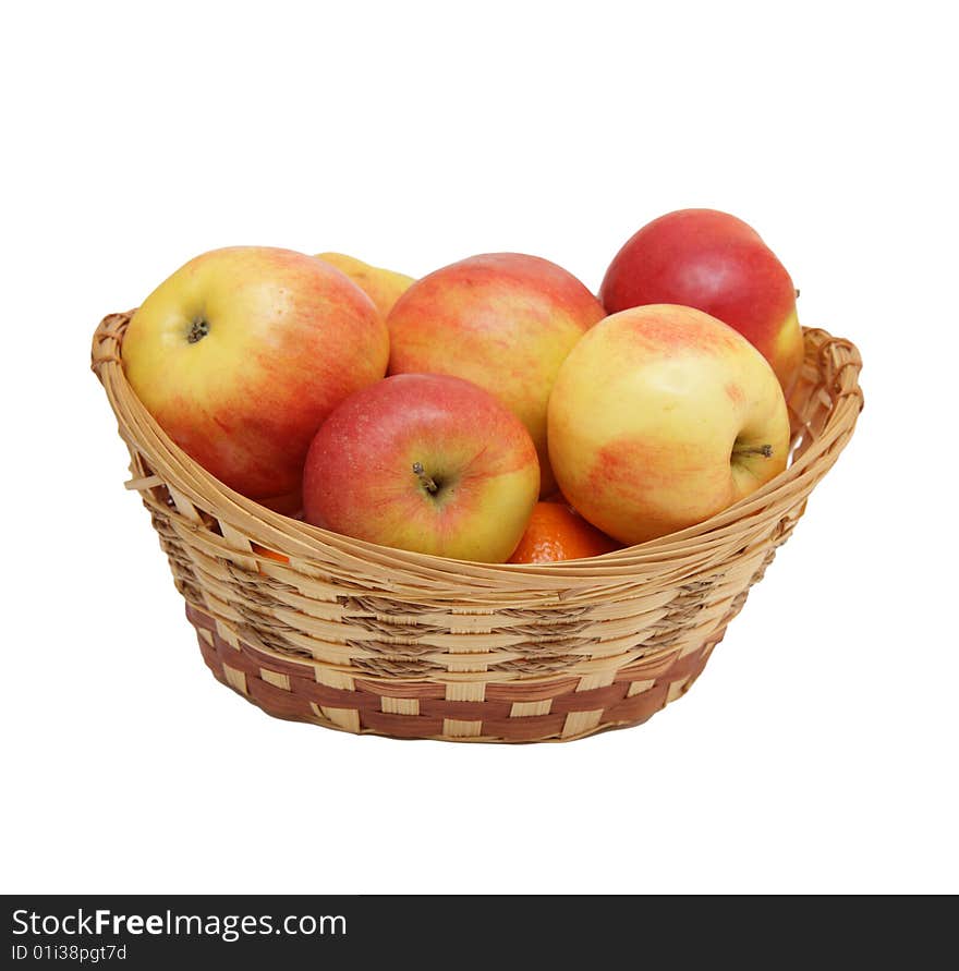 Basket with the apples isolated on a white background