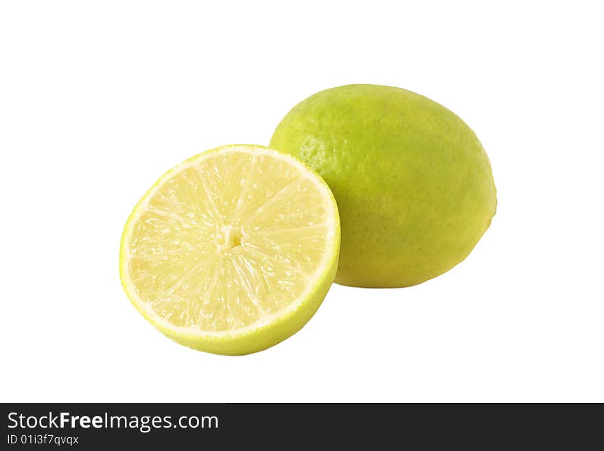 Closeup of lemons on white