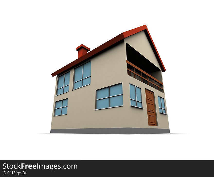 Isolated new house - 3d render illustration on white