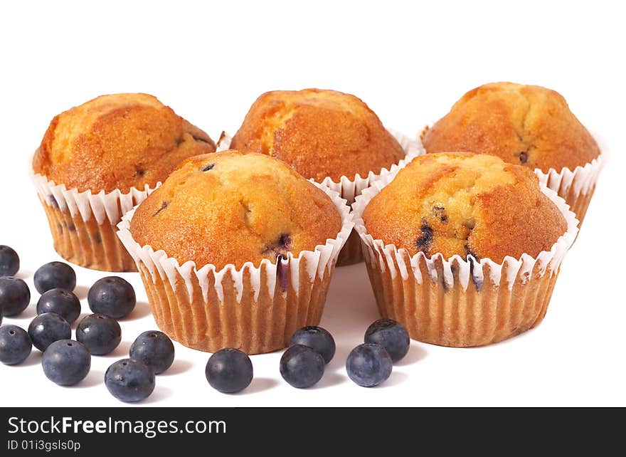 Blueberry Muffins On White