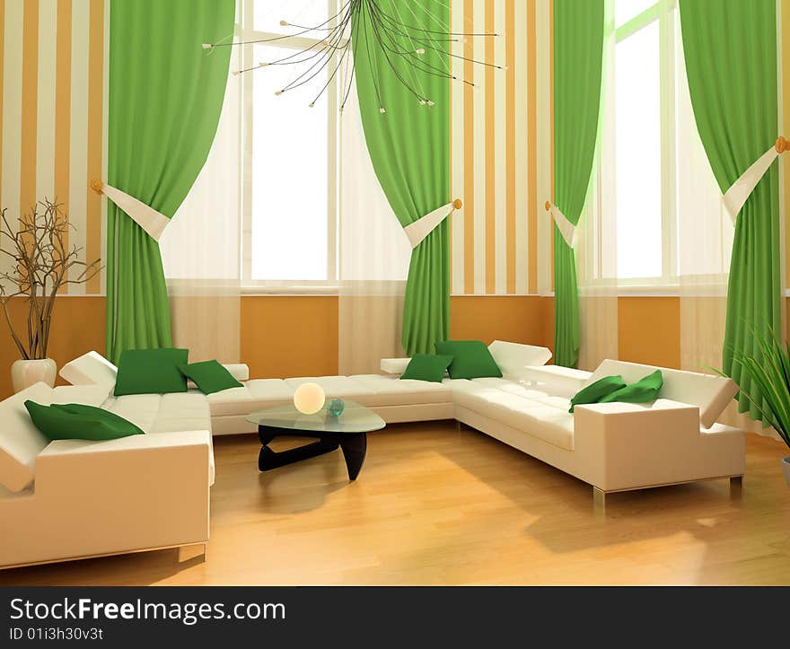 Modern interior of a room 3d image. Modern interior of a room 3d image