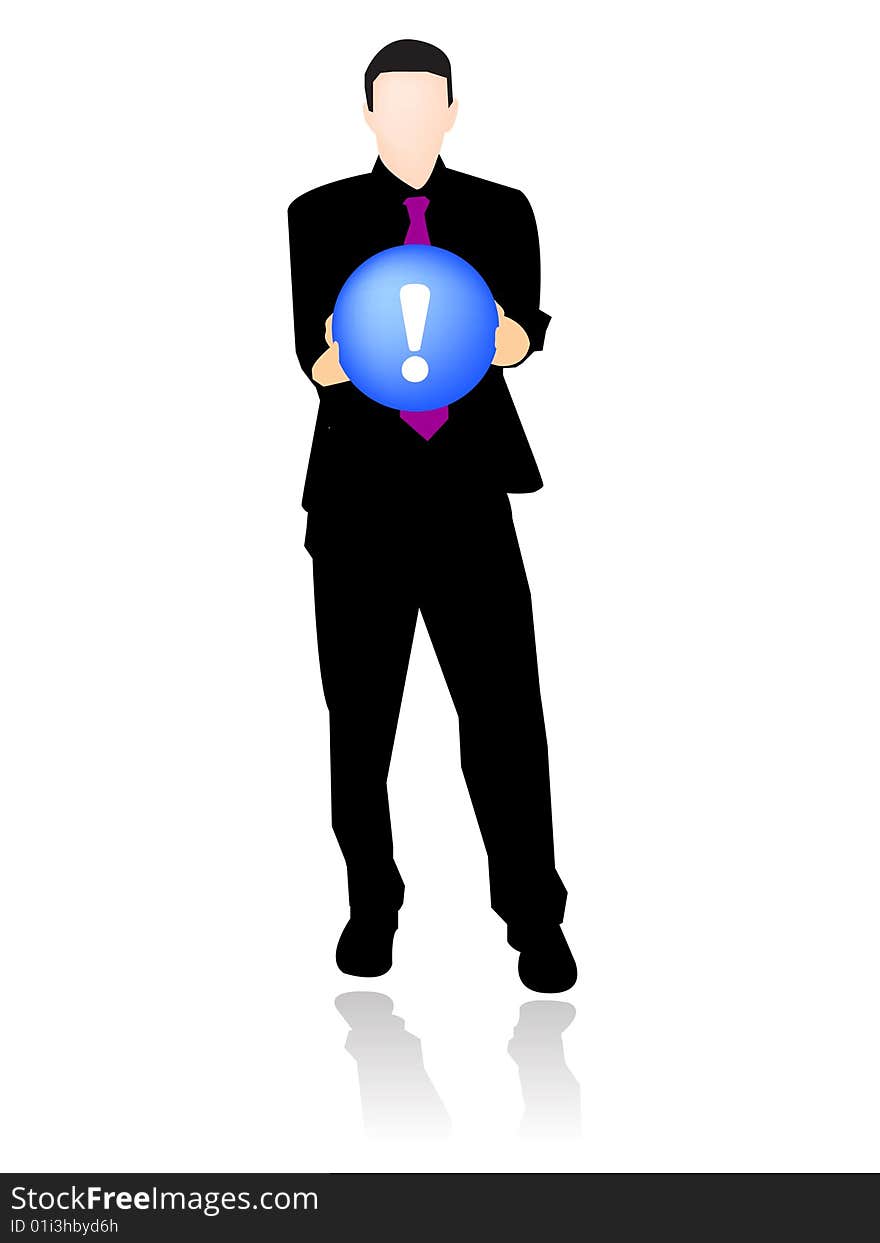 Businessman with answer symbol