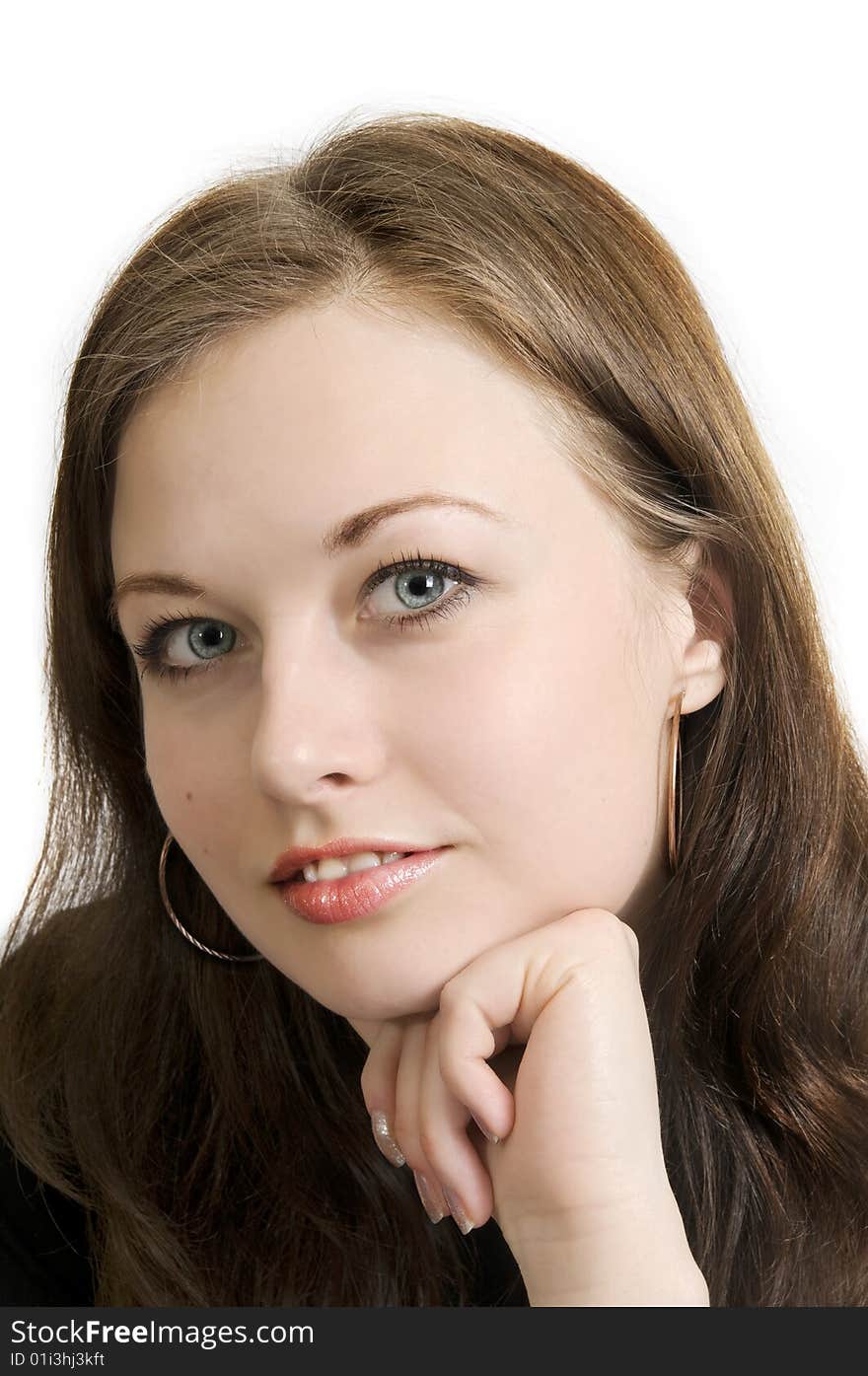 Portrait of attractive young woman looking at came